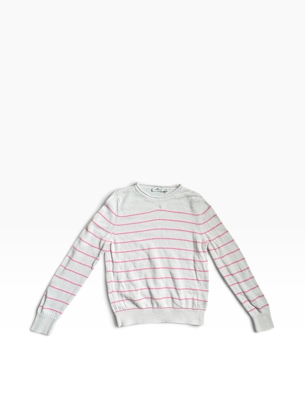Vineyard Vines White Sweater with Pink Stripes